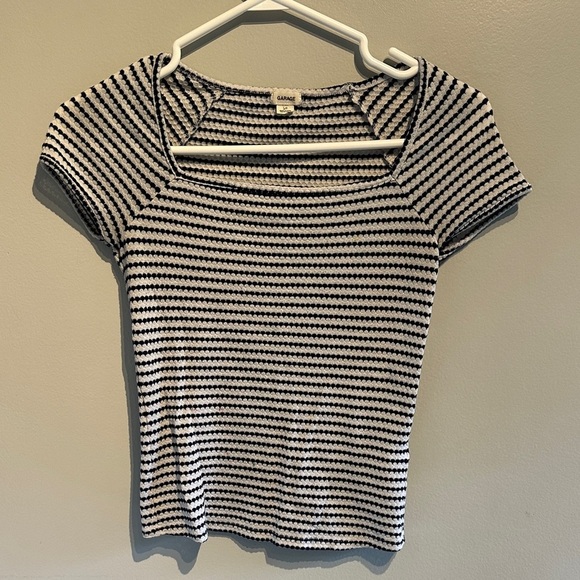 🌸Garage Black and White Striped Short Sleeve Tee - Picture 1 of 6